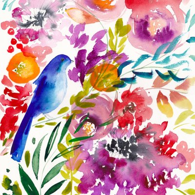 Kleurrijke bloemenvogel door Christine Lindstrom