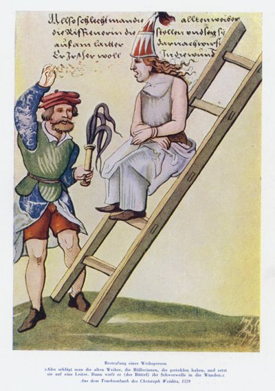 Straffen van een vrouw in de 16e eeuw door Christof (after) Weiditz