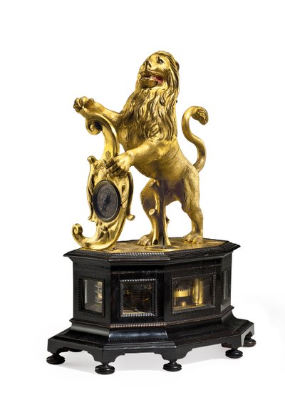 Slag- en automaat leeuwenklok, ca. 1640 door Christoff Miller