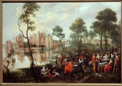 Picknick in een galant park door Christoffel Jacobsz van der Lamen