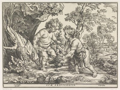Christuskind en Johannes de Doper spelend met het lam door Christoffel Jegher