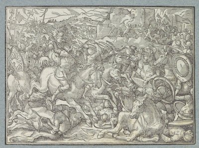 Veldslag bij rotswand door Christoffel van Sichem (I)