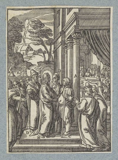 Christus geneest een man met waterzucht op sabbat door Christoffel van Sichem (II)