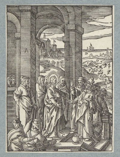De farizeeën en schriftgeleerden vragen om een teken van Christus door Christoffel van Sichem (II)