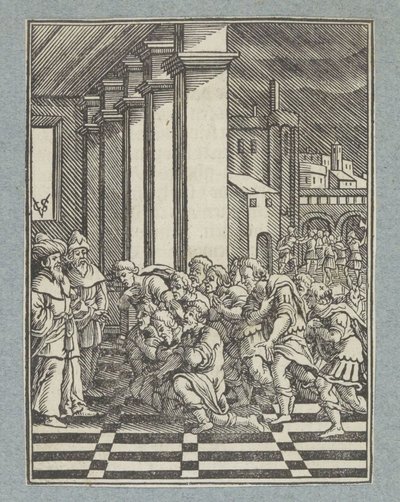 Jozefs broers knielen voor hem in Egypte door Christoffel van Sichem (II)