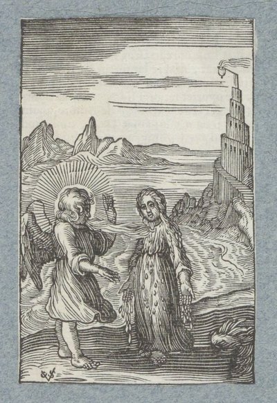 Kind smelt onder de hete adem van engel door Christoffel van Sichem (II)
