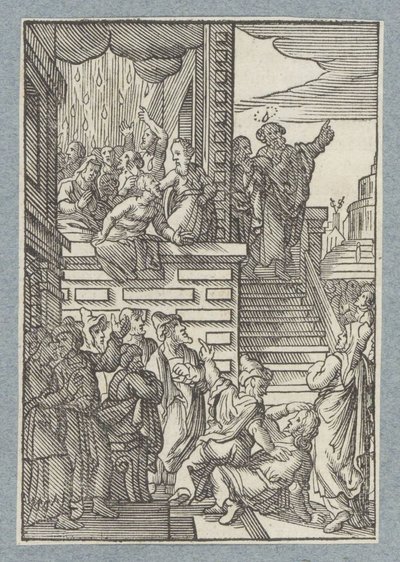 Petrus preekt in Jeruzalem door Christoffel van Sichem (II)