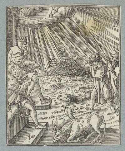 Plaag van de veepest of plaag van hagel en onweer door Christoffel van Sichem (II)