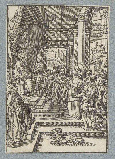 Stefanus voor de hogepriester door Christoffel van Sichem (II)