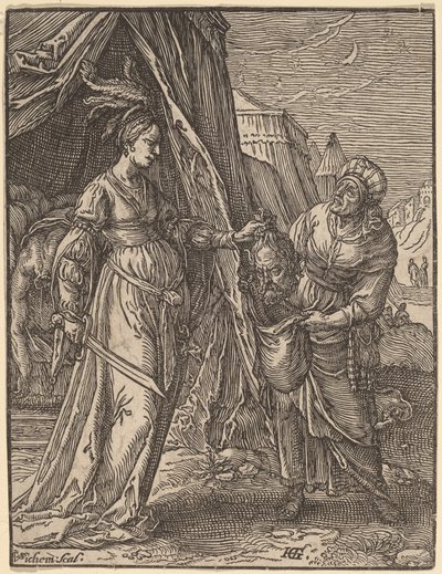 Judith met het Hoofd van Holofernes door Christoffel van Sichem I, after Hendrik Goltzius