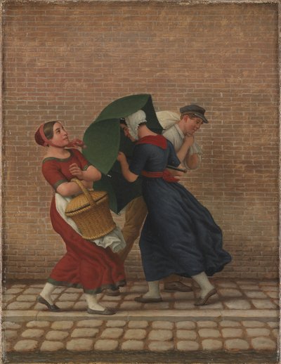 Straatscène in Wind- en Regenachtig Weer, 26 november 1846 door Christoffer Wilhelm Eckersberg