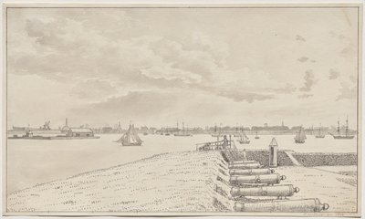 Uitzicht vanaf de batterij richting de stad door Christoffer Wilhelm Eckersberg