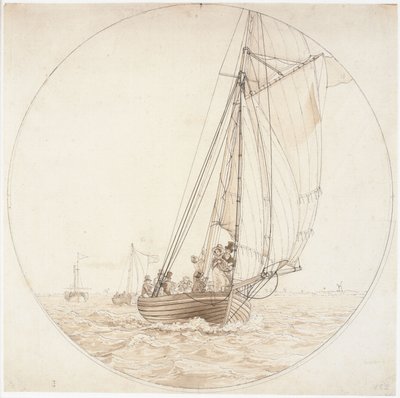 Deens: Een reis naar Charlottenlund. De stoomboot Caledonia ontmoet een plezierboot Een reis naar Charlottenlund door Christoffer Wilhelm Eckersberg