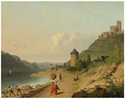 Figuren op een spoor bij de Rijn door Christoffer Wilhelm Eckersberg