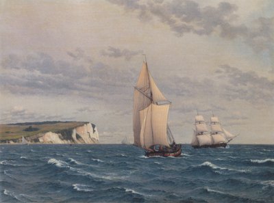 Het zuidelijke deel van de kliffen van Møn gezien vanaf de zee. door Christoffer Wilhelm Eckersberg