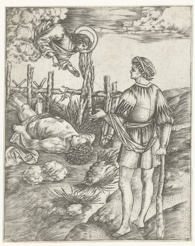 God spreekt tot Kain die bij dode lichaam van Abel staat door Christoforo di Michele Robetta