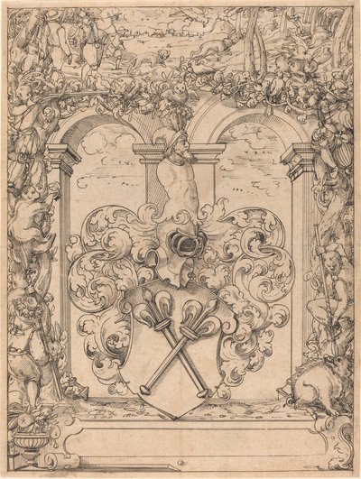 Ontwerp voor een Raam (Jachtscène) door Christoph Murer