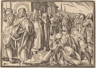 De verlamde genezen door Christus pakt zijn pallet op door Christoph Murer