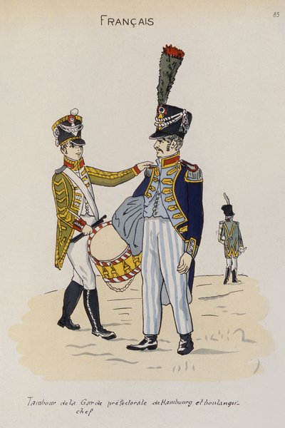 Een trommelaar en meesterbakker van de Prefecturale Garde van Hamburg, c.1806 door Christoph Suhr