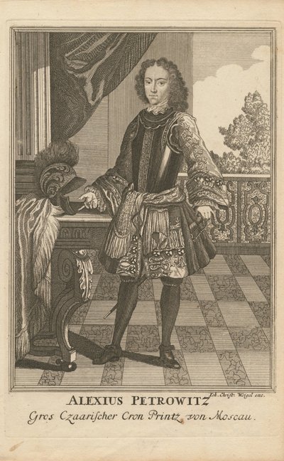 Portret van Tsarevich Alexei Petrovich van Rusland 1690-1718, 1710 door Christoph Wiegel