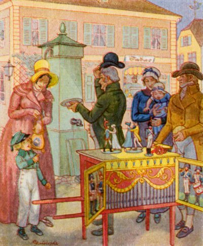 Leierkasten Mit Tanzpuppen door Christophe (1856 1945)