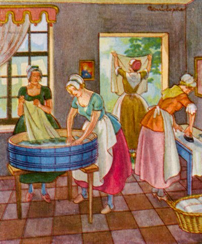 Wasvrouw en Platter door Christophe (1856 1945)