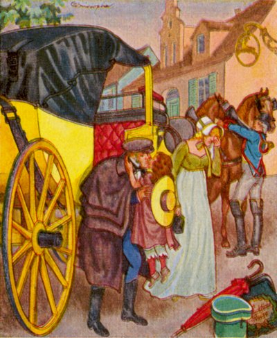 Abreise in der Kalesche door Christophe (1856 1945)