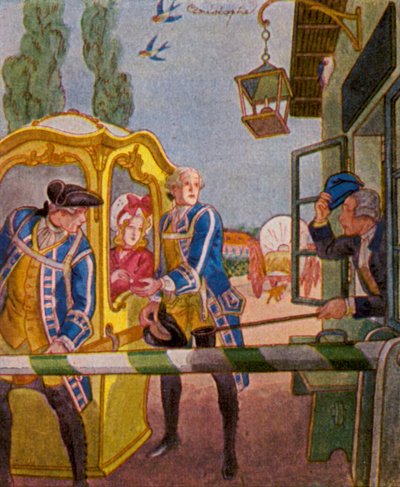 Chaise Am Schlagbaum / Chaise bij de tolpoort door Christophe (1856 1945)