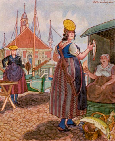 Hamburger Fischmarkt door Christophe (1856 1945)
