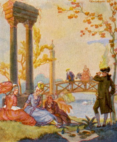 Park mit Ruine door Christophe (1856 1945)