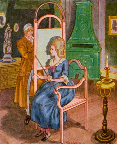 Silhouetkunstenaar (kleur litho) door Christophe (1856 1945)