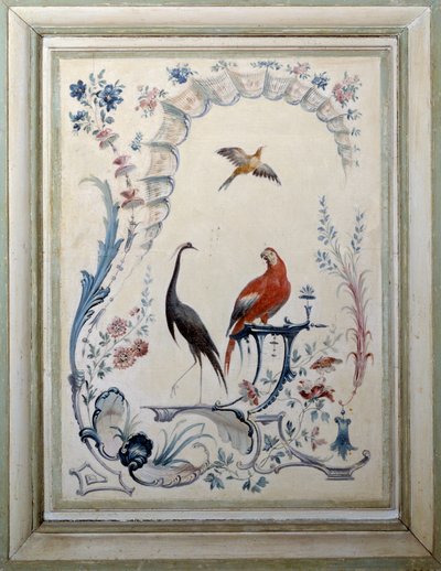 Vogels teken van de grote woonkamer van het kasteel van Champs sur Marne door Christophe Huet