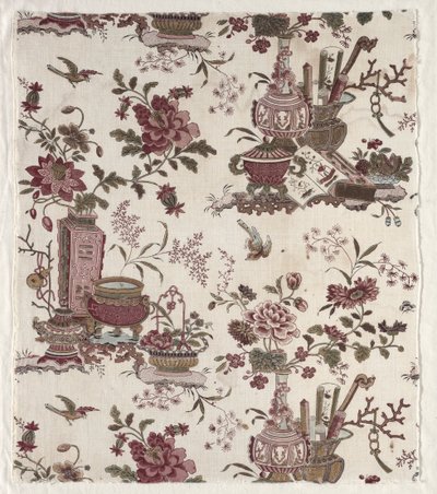 Fragment van houtblok bedrukt katoen, c. 1780 door Christophe Philippe Oberkampf