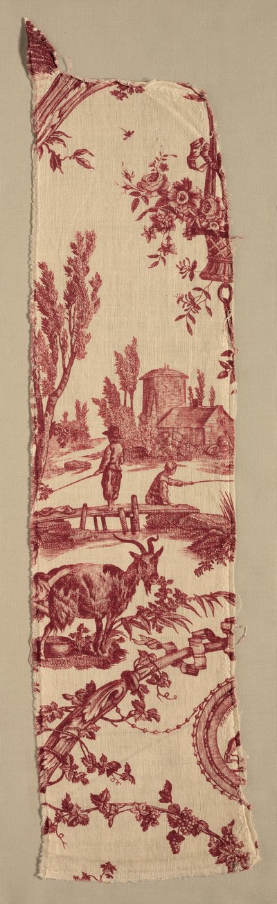 Fragmenten van koperplaat bedrukt katoen, ca. 1789. door Christophe Philippe Oberkampf