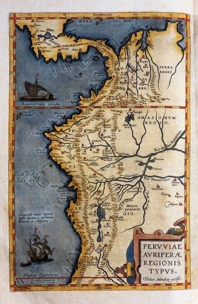 Kaart van Peru, uit de verslagen van Hernando de Soto