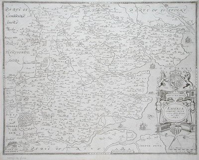 Kaart van Essex, gegraveerd door William Web, gepubliceerd 1645 door Christopher (after) Saxton