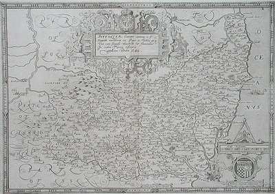 Kaart van Suffolk, gegraveerd door William Web door Christopher (after) Saxton