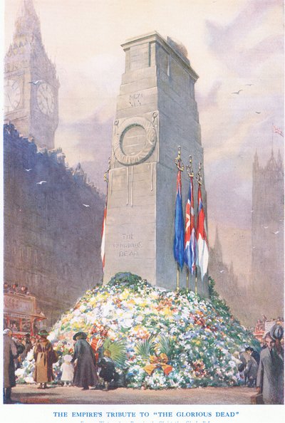 Het eerbetoon van het rijk aan de glorieuze doden, uit Cassells History of the British People gepubliceerd door de Waverley Book Company Limited, ca. 1940 door Christopher Clark