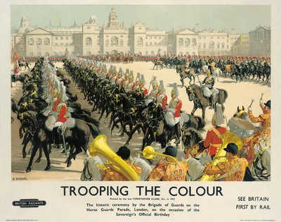 Trooping the Colour, poster voor British Railways, ca. 1950 door Christopher Clark