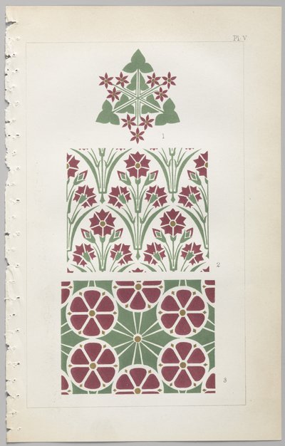 De kunst van decoratief ontwerp: met een bijlage, waarin de uren van de dag worden gegeven waarop bloemen opengaan, uitgegeven door Day & Son, Londen, 1862 door Christopher Dresser
