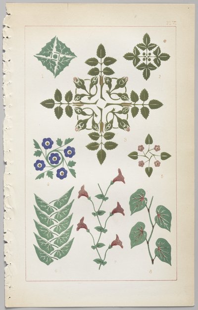 De kunst van decoratief ontwerp: met een bijlage, waarin de uren van de dag worden gegeven waarop bloemen opengaan, uitgegeven door Day & Son, Londen, 1862 door Christopher Dresser