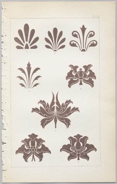 De kunst van decoratief ontwerp: met een bijlage, waarin de uren van de dag worden gegeven waarop bloemen opengaan, uitgegeven door Day & Son, Londen, 1862 door Christopher Dresser