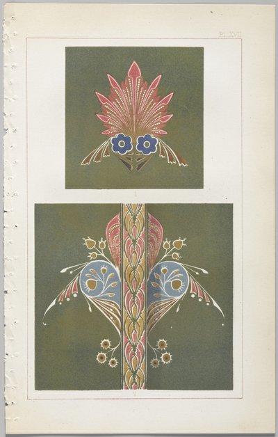 De kunst van decoratief ontwerp: met een bijlage, waarin de uren van de dag worden gegeven waarop bloemen opengaan, uitgegeven door Day & Son, Londen, 1862 door Christopher Dresser
