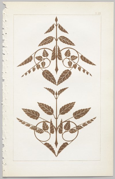 De kunst van decoratief ontwerp: met een bijlage, waarin de uren van de dag worden gegeven waarop bloemen opengaan, uitgegeven door Day & Son, Londen, 1862 door Christopher Dresser