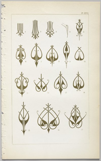 De kunst van decoratief ontwerp: met een bijlage, waarin de uren van de dag worden gegeven waarop bloemen opengaan, uitgegeven door Day & Son, Londen, 1862 door Christopher Dresser