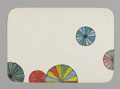 Kleine kaart versierd met gestileerde chrysanten (verso), ca. 1880 door Christopher Grant La Farge