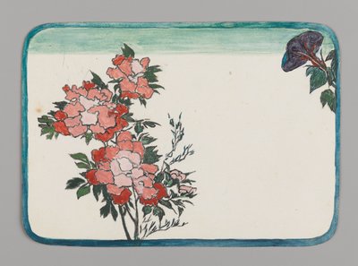 Kleine kaart met chrysanten en ochtendglorie, ca. 1880 door Christopher Grant La Farge