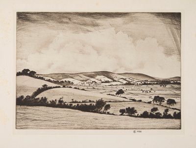Een vallei in de South Downs, pub. 1925 door Christopher Richard Wynne Nevinson
