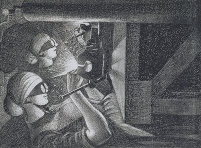 Acetyleenlassers, 1917 door Christopher Richard Wynne Nevinson