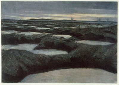 Na een duw, uit Britse kunstenaars aan het front, voortzetting van het westelijk front, 1918 door Christopher Richard Wynne Nevinson